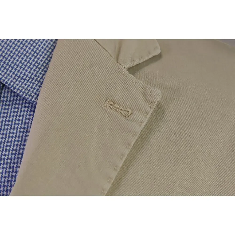 Spada Roma Khaki Tan Cotton Patch Pocket Unstructured Blazer Jacket 42R